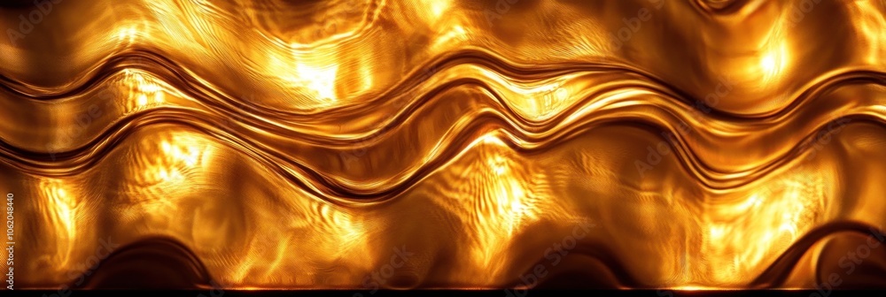 Poster abstract gold wave background with a flowing and rippling texture.