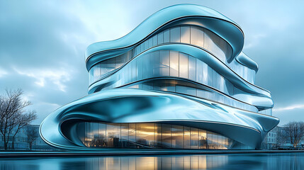 Futuristic Modern Building 3D Illustration