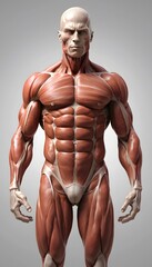 Detailed Illustration of Human Muscles for Educational and Anatomical Reference in Medical and Health Studies
