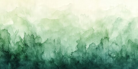 Abstract Green Watercolor Landscape