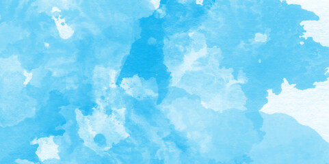 Blue watercolor abstract cloudy sky background, Abstract vector blue watercolor paint splash, Colorful gradient ink colors wet effect hand drawn paper texture background.