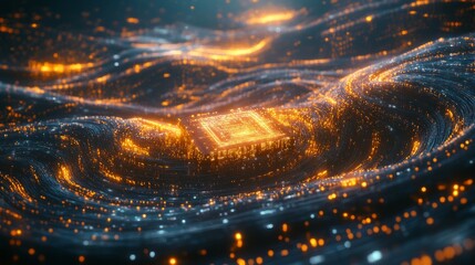 Naklejka premium Tech AI concept controlling technological tools and intelligent robots. Development of an artificial code of ethics chips artificial intelligence science concept