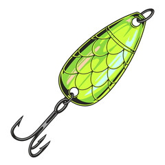 Bright green fishing lure with a unique design