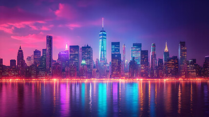 Fototapeta premium Cityscape Sunset Illustration