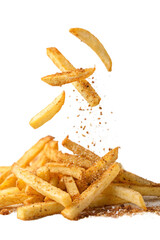 Flying French Fries On Transparent Background