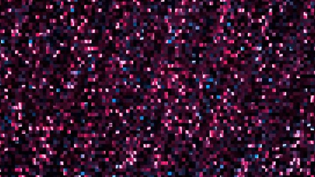 Neon square glitter on pixels in random motion