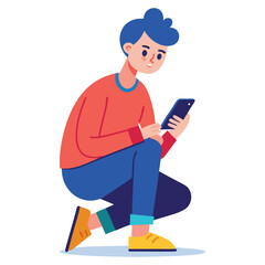 vector person using a smartphone on white background