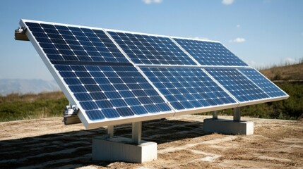 再生可能エネルギーソリューションと持続可能性のための日当たりの良い畑の太陽光パネル