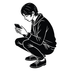 vector person using a smartphone on white background
