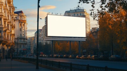 Obraz premium Blank white outdoor billboard on blue sky background with clipping path signboard, outdoor board mockup, billboard mock up for advertisement, adds presentation for companies, shops. 