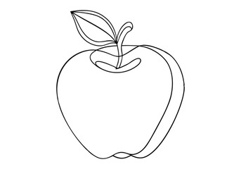 Continuous Line Art of an Apple. Minimalist Fruit Illustration for Kitchen Decor