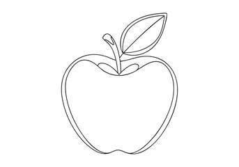 Continuous Line Art of an Apple. Minimalist Fruit Illustration for Kitchen Decor