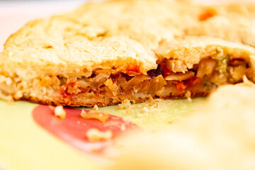 delicious sweet homemade apple pie closeup.