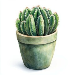 Cactus plant in the style of a watercolor painting