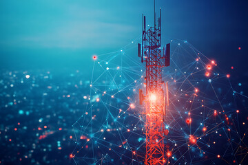 5G communication tower with cellular network antenna