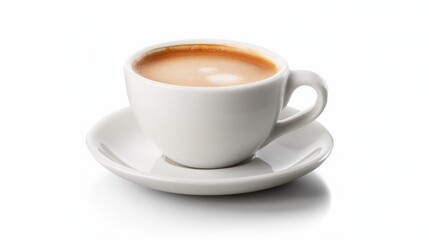 Espresso shot in a small cup, with rich crema on top, strong and bold coffee