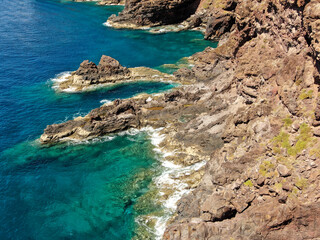 Picturesque landscape of the ocean coast. Rocks near Canical on the island