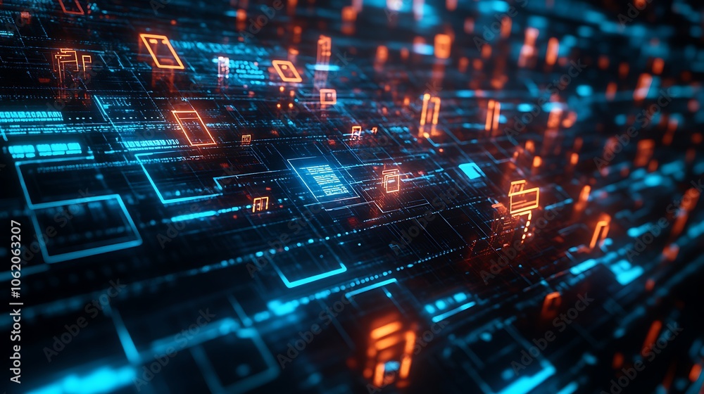 Poster cybersecurity concept depicted through a lock with intricate circuit design.