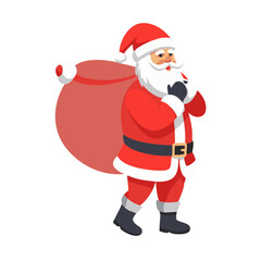 Santa Claus with sack over shoulder festive illustration

