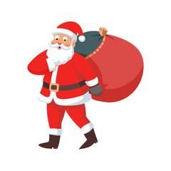 Santa Claus carrying gift sack Christmas illustration

