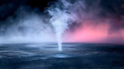 Smoke On Cement Floor With Defocused Fog In Halloween Abstract Background