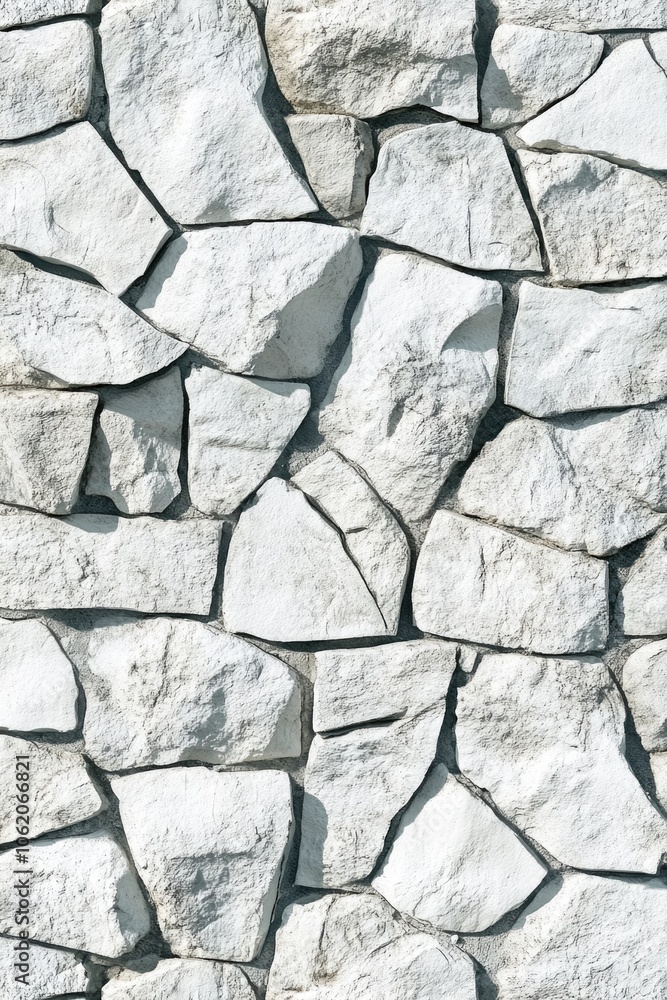 Aufkleber the wall is made of white rocks and has a rough texture. it is a very unique and interesting design,