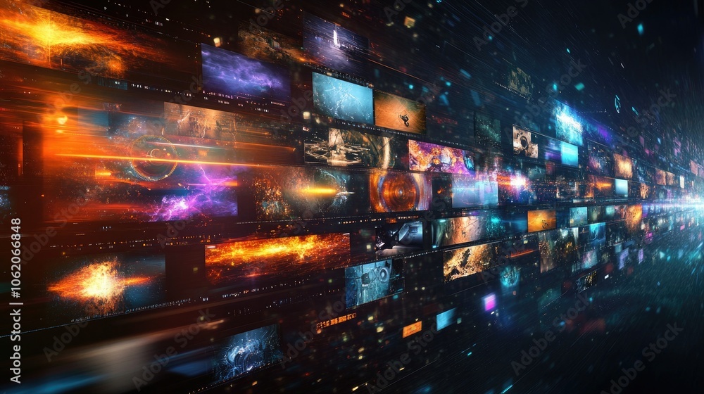 Poster A comprehensive timeline showcasing video editing software features, emphasizing the evolution of post-production tools and techniques.