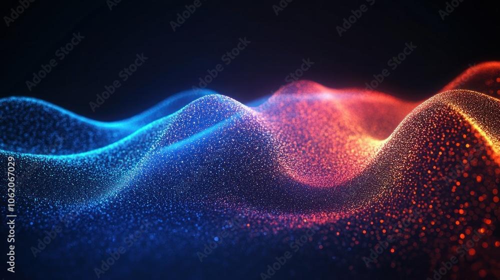 Poster futuristic digital data network abstract signal wave glowing modern technology cyber background wall