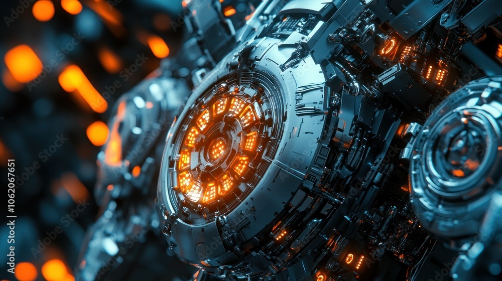 Poster cyberpunk technology centralized energy core robot machine artificial intelligence background wallpa