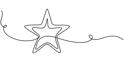 Obraz premium One line Drawing or illustration of a star, hand draw doodle stars illustration in continuous line arts style vector, Star continuous one line drawing vector illustration, Star Shapes Continuous Line