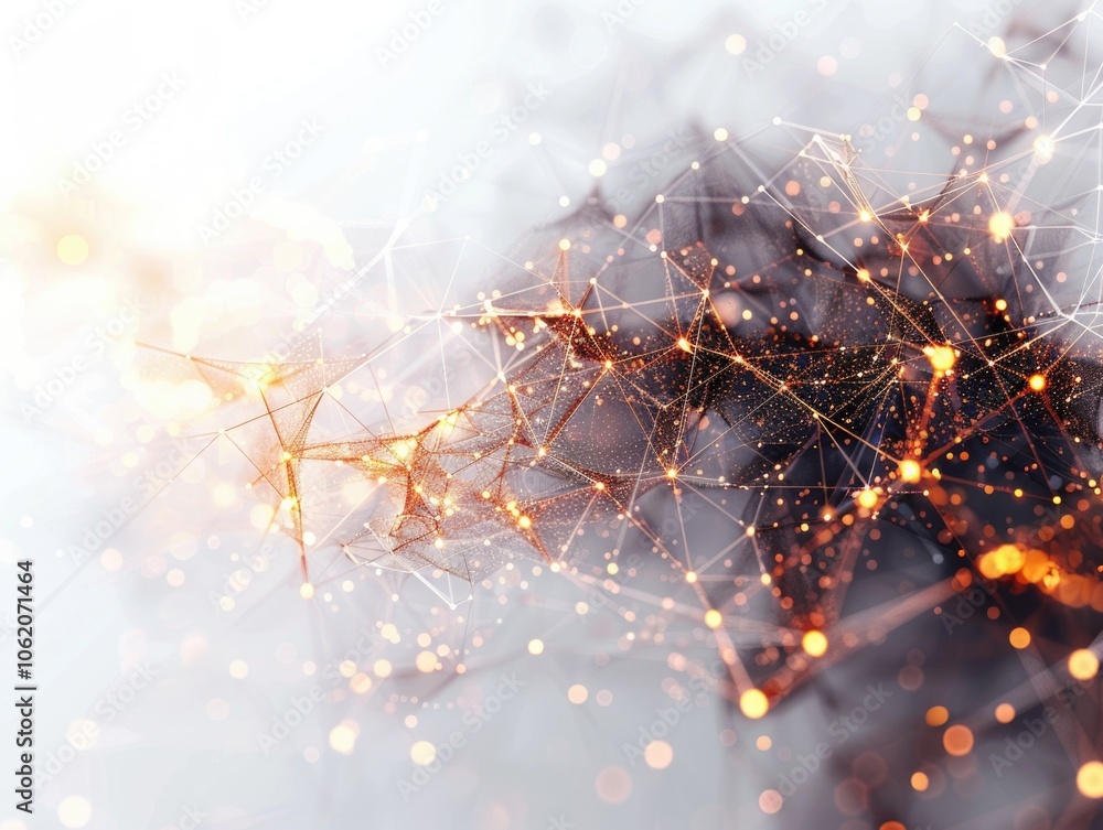 Aufkleber bright orange and black image of a web of lines and dots. the image is abstract and has a futuristic