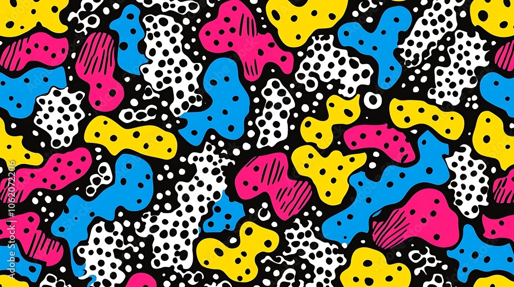 Poster vibrant pattern with bold lines and colorful shapes