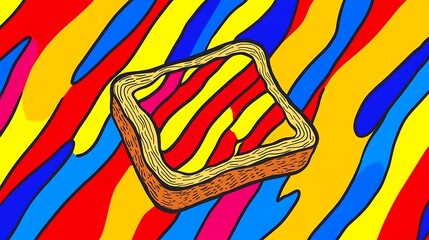 Obraz premium Vibrant Buttered Toast with Bold Lines and Colors