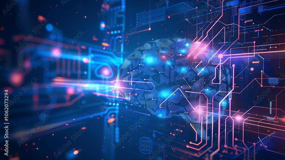 Leinwandbilder abstract technology background with circuit board and human brain. artificial intelligence concept