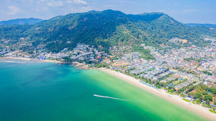 Aerial photograph of Patong Beach view of Phuket Island, southern Thailand, Asia