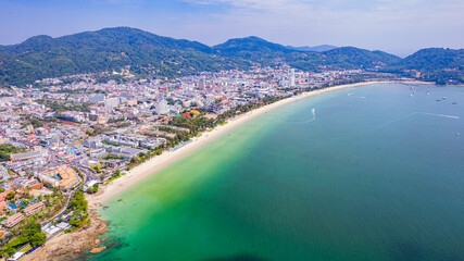 Aerial photograph of Patong Beach view of Phuket Island, southern Thailand, Asia