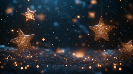 Sparkling Stars on a Midnight Blue Background: A mesmerizing scene of twinkling stars against a dark blue backdrop, the gold shimmer adding a touch of magic to the night.