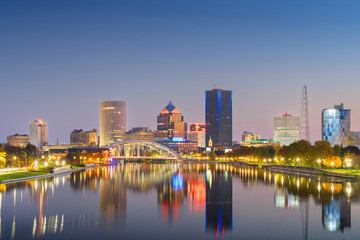 Rochester, New York, USA Cityscape on the Genesee River.