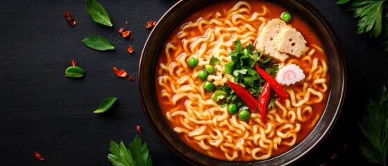 Colorful Soup Bowl with Hearty Ingredients.