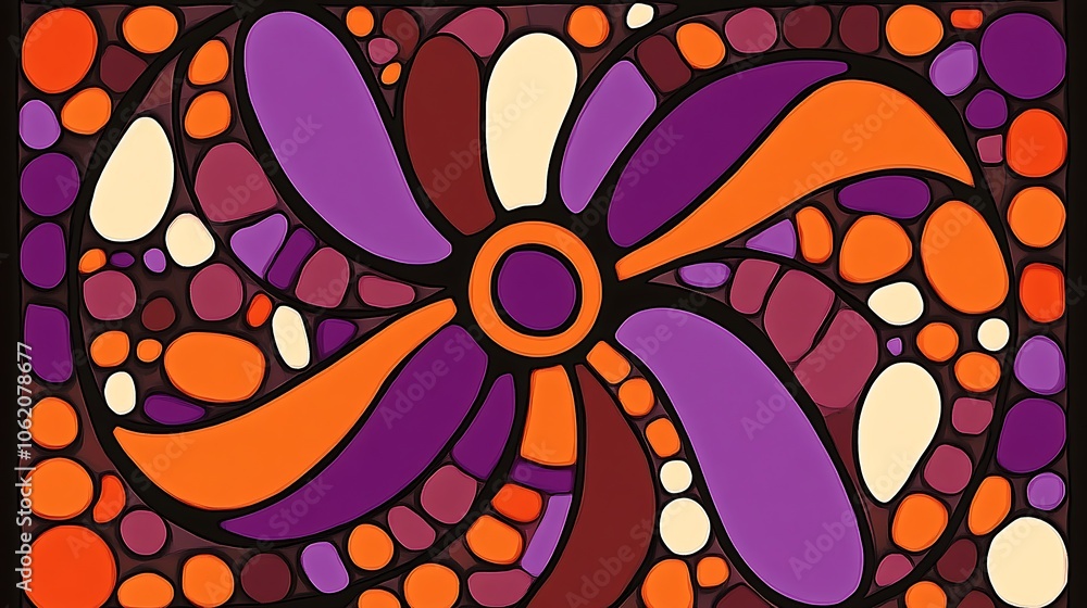 Poster vibrant mosaic design with bold color patterns