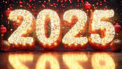 The year "2023" displayed in sparkling lights, surrounded by festive decor, embodying New Year’s celebration and holiday joy.
