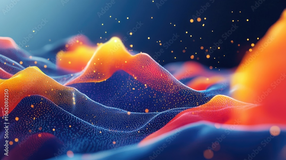 Poster A visually striking digital backdrop filled with vibrant colors and abstract tech elements, emphasizing the innovative nature of AI and data technologies.