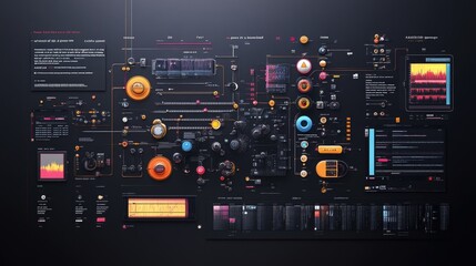 Fototapeta premium A visually engaging timeline highlighting the evolution of video editing software tools, perfect for showcasing post-production advancements.