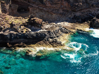 Ocean coast, rocks near Canical on the Madeira