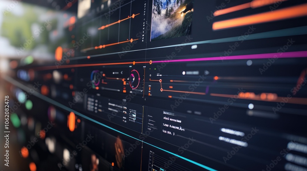 Aufkleber an engaging infographic timeline highlighting the major tools and features in video editing software
