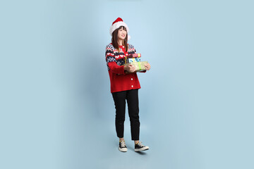 Woman wearing Santa hat