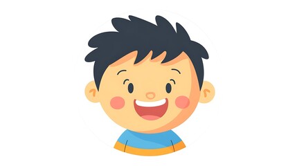 Happy Child with Round Face Illustration