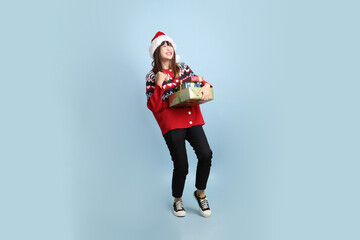 Woman wearing Santa hat