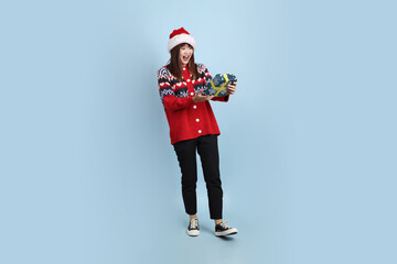 Woman wearing Santa hat