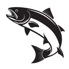 Obraz premium Salmon logo icon silhouette vector style Black and white